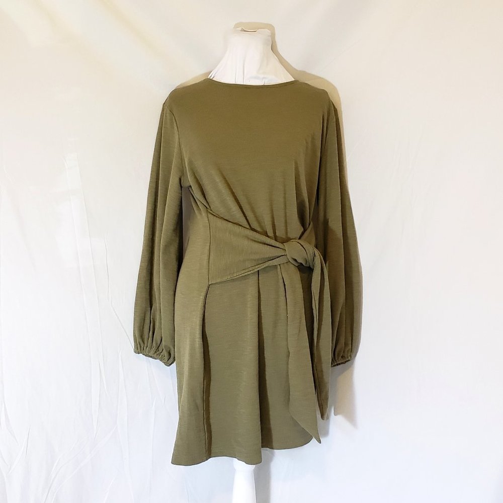 NWOT Plus-Size Army Green Long-Sleeve Sweater Dress